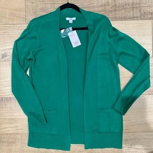 NWT-Croft and Barrow green open cardigan with pockets, Size S